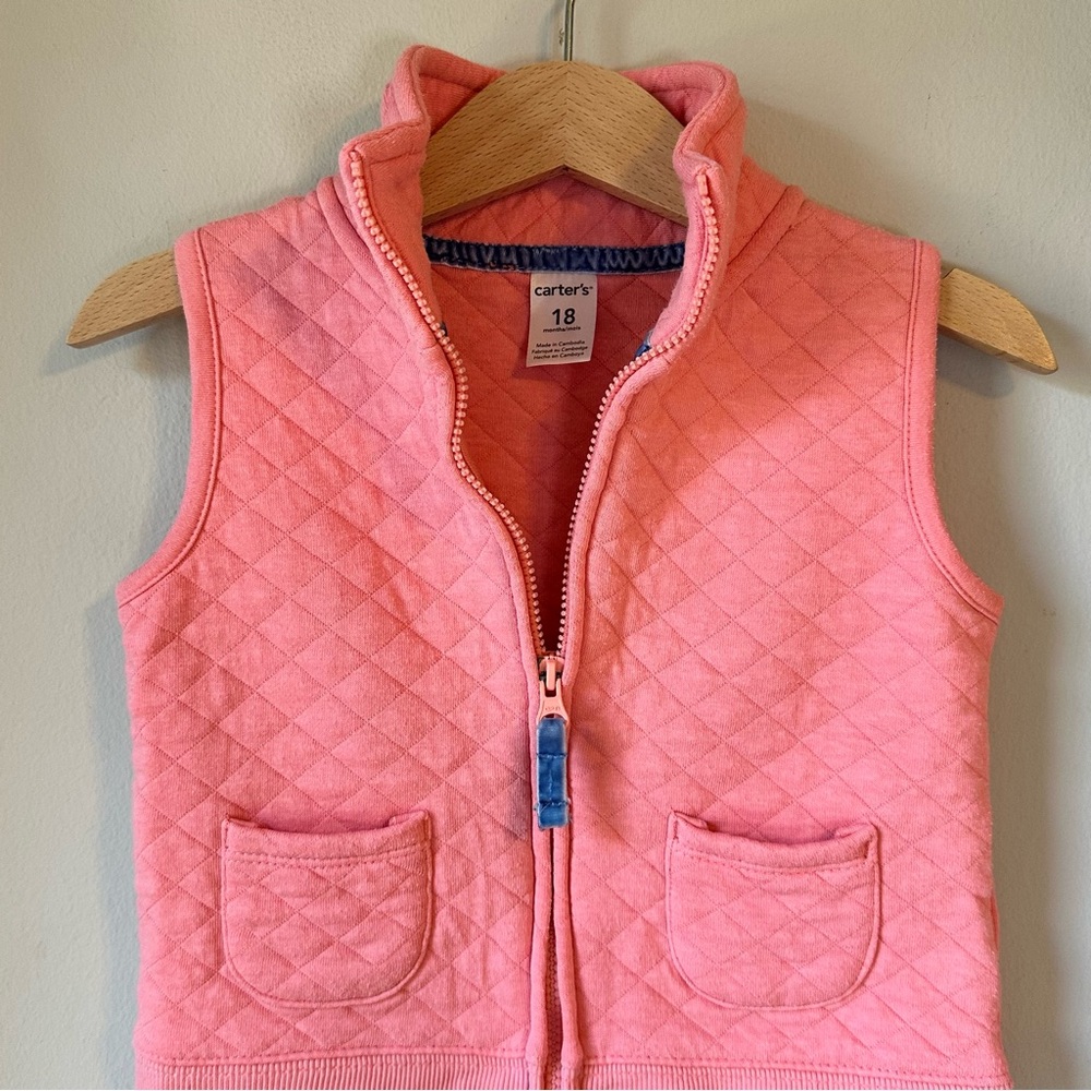 Pink Quilted Fall Zip Vest Size 18M - Picture 2 of 11